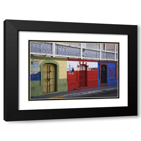 Puerto Rico, Isabela Segunda Town shop fronts Black Modern Wood Framed Art Print with Double Matting by Flaherty, Dennis