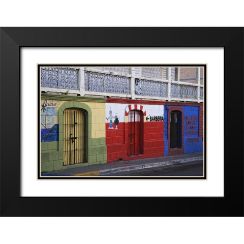 Puerto Rico, Isabela Segunda Town shop fronts Black Modern Wood Framed Art Print with Double Matting by Flaherty, Dennis