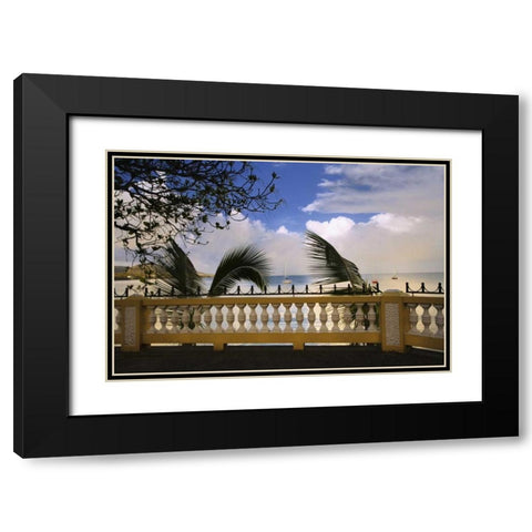 Puerto Rico, Esperanza Walkway of boats offshore Black Modern Wood Framed Art Print with Double Matting by Flaherty, Dennis