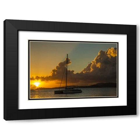 USA Virgin Islands Sailboat moored in Frank Bay Black Modern Wood Framed Art Print with Double Matting by Illg, Cathy and Gordon