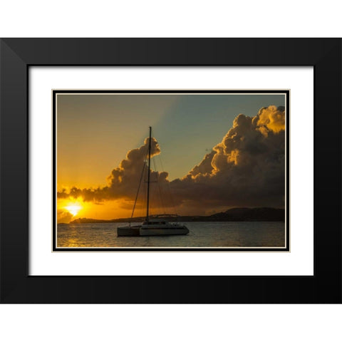 USA Virgin Islands Sailboat moored in Frank Bay Black Modern Wood Framed Art Print with Double Matting by Illg, Cathy and Gordon