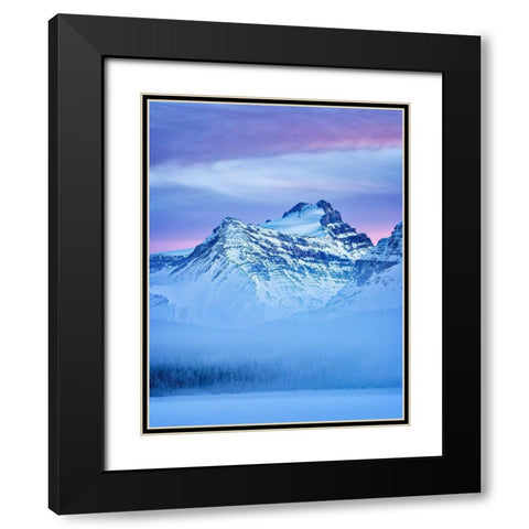 Canada-Alberta-Banff National Park-Dusk and fog at Mount Hector and Bow Lake Black Modern Wood Framed Art Print with Double Matting by Collins, Ann
