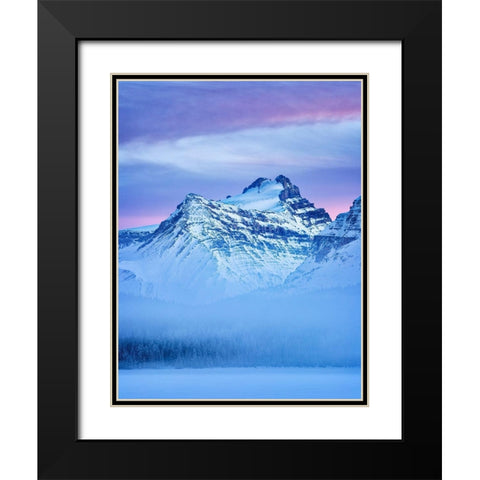 Canada-Alberta-Banff National Park-Dusk and fog at Mount Hector and Bow Lake Black Modern Wood Framed Art Print with Double Matting by Collins, Ann