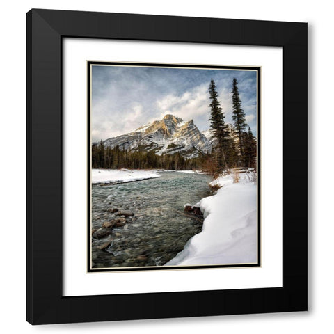 Canada-Alberta-Kananaskis Country-Mount Kidd and the Kananaskis River Black Modern Wood Framed Art Print with Double Matting by Collins, Ann