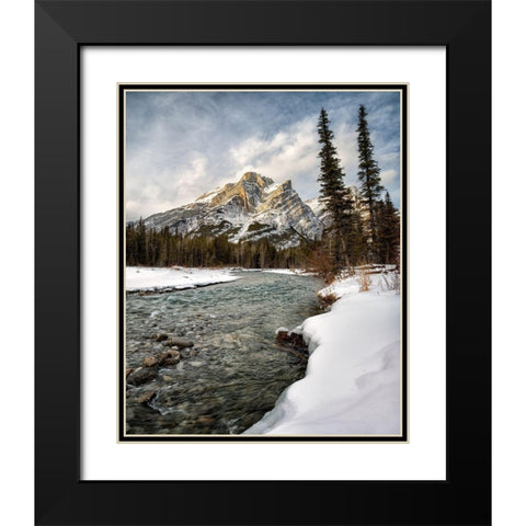 Canada-Alberta-Kananaskis Country-Mount Kidd and the Kananaskis River Black Modern Wood Framed Art Print with Double Matting by Collins, Ann