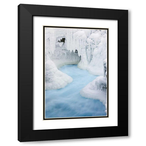 Canada, Jasper NP Athabasca River through ice Black Modern Wood Framed Art Print with Double Matting by Grall, Don