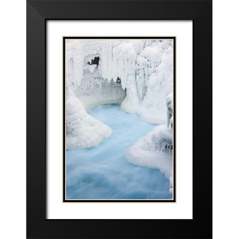 Canada, Jasper NP Athabasca River through ice Black Modern Wood Framed Art Print with Double Matting by Grall, Don