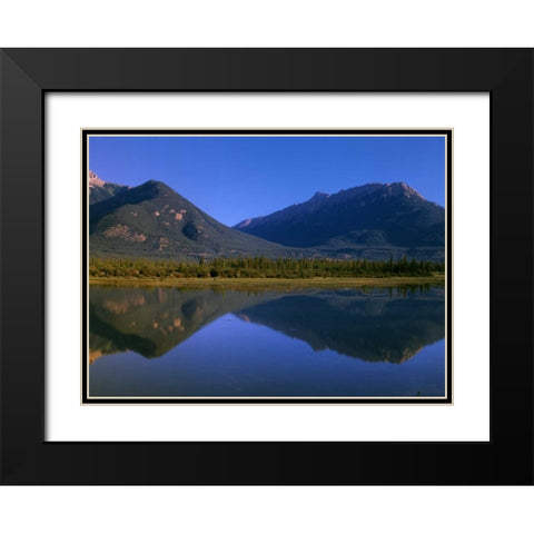 Canada, Alberta, Canadian Rockies and Jasper Lake Black Modern Wood Framed Art Print with Double Matting by Grandmaison, Mike
