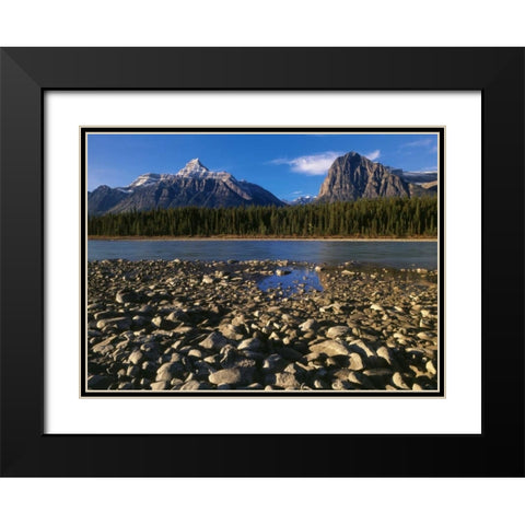 Canada, Athabasca River and Canadian Rockies Black Modern Wood Framed Art Print with Double Matting by Grandmaison, Mike