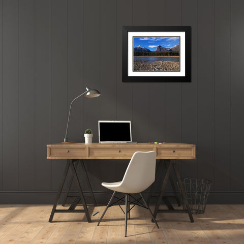 Canada, Athabasca River and Canadian Rockies Black Modern Wood Framed Art Print with Double Matting by Grandmaison, Mike