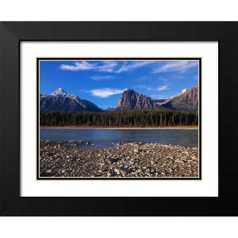 Canada, Athabasca River and Canadian Rockies Black Modern Wood Framed Art Print with Double Matting by Grandmaison, Mike