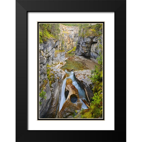 Canada, Jasper NP Maligne River in the Canyon Black Modern Wood Framed Art Print with Double Matting by Grandmaison, Mike