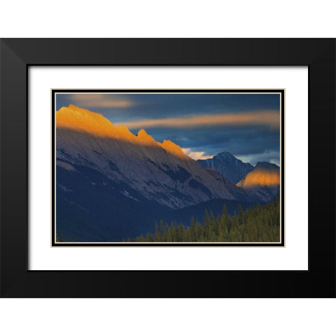 Canada, Jasper NP Sunset over a mountain summit Black Modern Wood Framed Art Print with Double Matting by Grandmaison, Mike