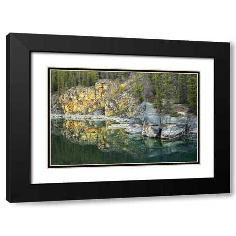 Canada, Jasper NP Horseshoe Lake reflection Black Modern Wood Framed Art Print with Double Matting by Grandmaison, Mike