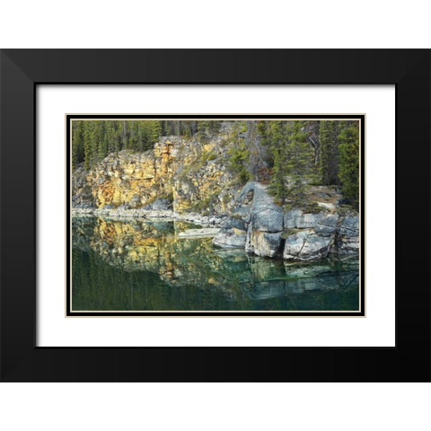 Canada, Jasper NP Horseshoe Lake reflection Black Modern Wood Framed Art Print with Double Matting by Grandmaison, Mike
