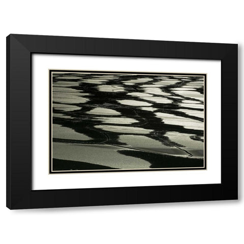 Canada, Jasper NP Pattern of water on ice Black Modern Wood Framed Art Print with Double Matting by Grandmaison, Mike