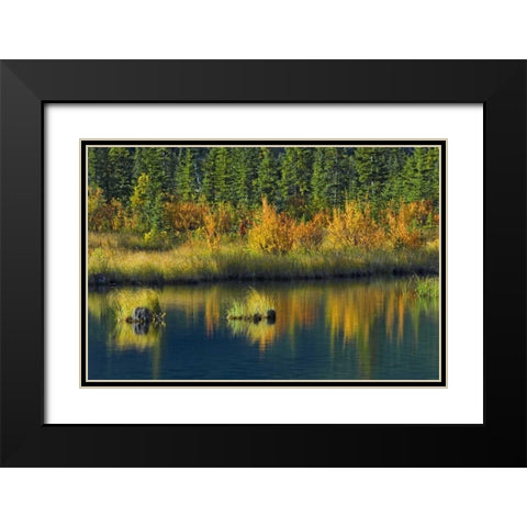 Canada, Banff NP Vermillion Lake in fall Black Modern Wood Framed Art Print with Double Matting by Grandmaison, Mike