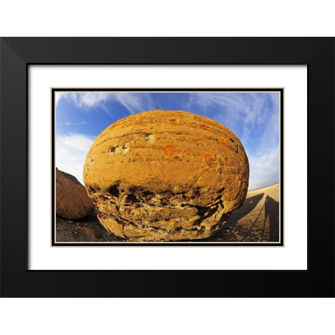 Canada, Red Rock Coulee Sandstone concretion Black Modern Wood Framed Art Print with Double Matting by Grandmaison, Mike