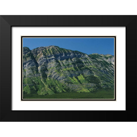 Canada, Kananaskis Limestone layers on mountain Black Modern Wood Framed Art Print with Double Matting by Grandmaison, Mike