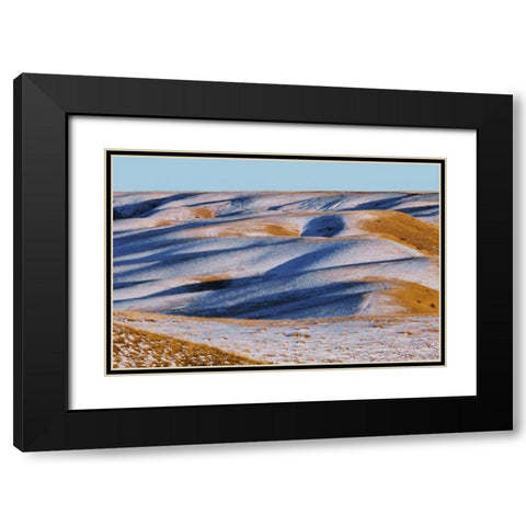 Canada, Alberta, Snow-covered hills at sunset Black Modern Wood Framed Art Print with Double Matting by Grandmaison, Mike