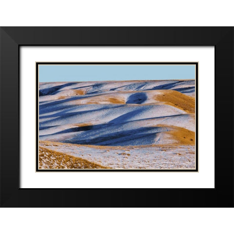 Canada, Alberta, Snow-covered hills at sunset Black Modern Wood Framed Art Print with Double Matting by Grandmaison, Mike
