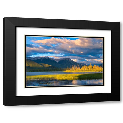 Canada-Alberta-Banff National Park Mountains and lake at sunrise Black Modern Wood Framed Art Print with Double Matting by Jaynes Gallery