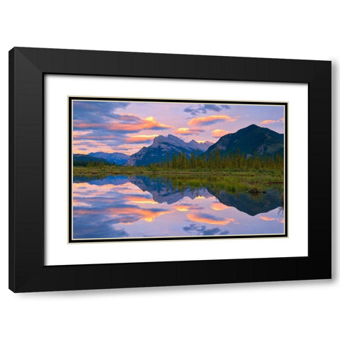Canada-Alberta-Banff National Park Reflections in lake at sunset Black Modern Wood Framed Art Print with Double Matting by Jaynes Gallery