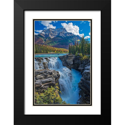 Canada-Alberta-Jasper National Park Athabasca River at Athabasca Falls Black Modern Wood Framed Art Print with Double Matting by Jaynes Gallery