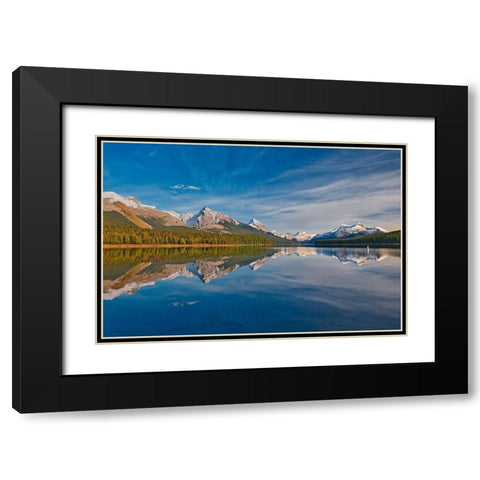 Canada-Alberta-Jasper National Park Reflections in Maligne Lake Black Modern Wood Framed Art Print with Double Matting by Jaynes Gallery