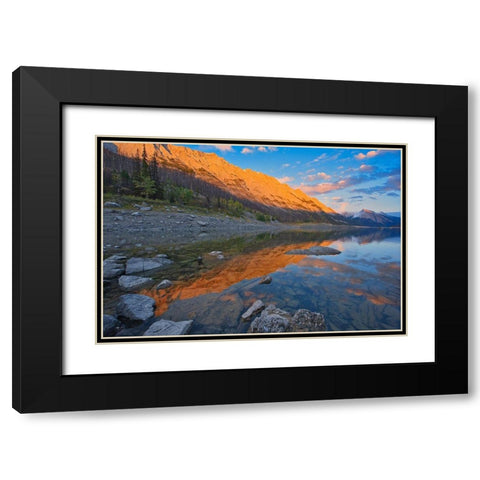 Canada-Alberta-Jasper National Park Sunset on Medicine Lake Black Modern Wood Framed Art Print with Double Matting by Jaynes Gallery
