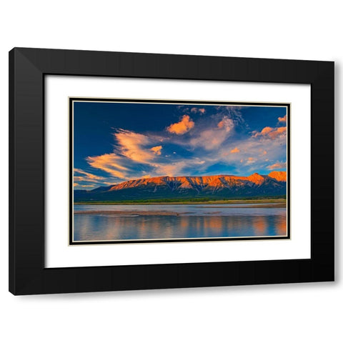 Canada-Alberta Canadian Rocky Mountains and Abraham Lake at sunrise Black Modern Wood Framed Art Print with Double Matting by Jaynes Gallery