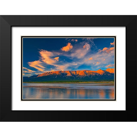 Canada-Alberta Canadian Rocky Mountains and Abraham Lake at sunrise Black Modern Wood Framed Art Print with Double Matting by Jaynes Gallery