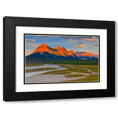 Canada-Alberta Canadian Rocky Mountains and Abraham Lake at sunrise Black Modern Wood Framed Art Print with Double Matting by Jaynes Gallery
