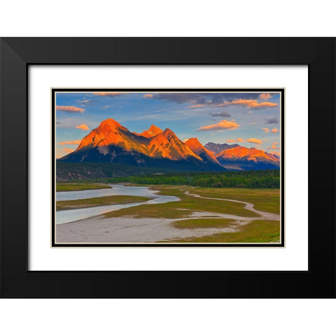 Canada-Alberta Canadian Rocky Mountains and Abraham Lake at sunrise Black Modern Wood Framed Art Print with Double Matting by Jaynes Gallery
