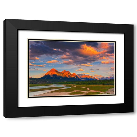 Canada-Alberta Canadian Rocky Mountains and Abraham Lake at sunrise Black Modern Wood Framed Art Print with Double Matting by Jaynes Gallery