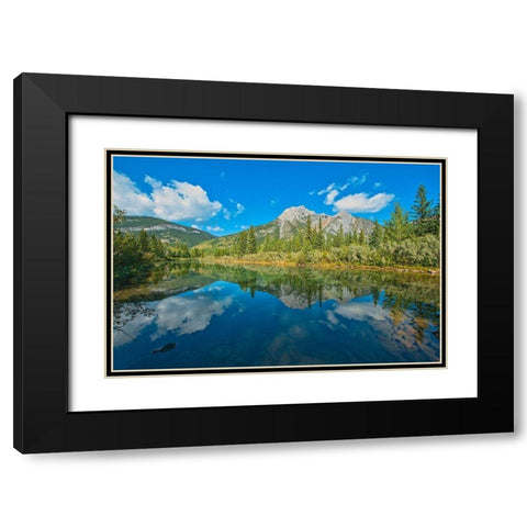 Canada-Alberta-Kananaskis Country Mount Lorette reflects in Lorette Ponds Black Modern Wood Framed Art Print with Double Matting by Jaynes Gallery