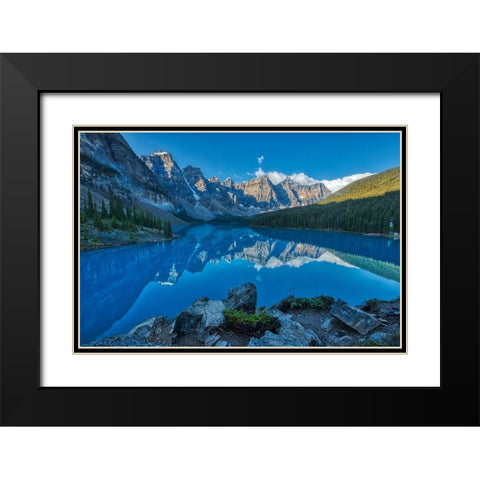 Canada-Alberta-Banff National Park Moraine Lake and Valley of the Ten Peaks at sunrise Black Modern Wood Framed Art Print with Double Matting by Jaynes Gallery