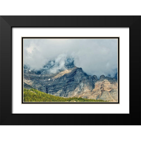 Canada-Alberta-Banff National Park Sunrise landscape with Mt Temple Black Modern Wood Framed Art Print with Double Matting by Jaynes Gallery