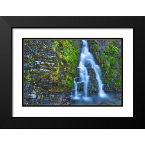 Canada-Alberta-Kananaskis Country Waterfall scenic Black Modern Wood Framed Art Print with Double Matting by Jaynes Gallery