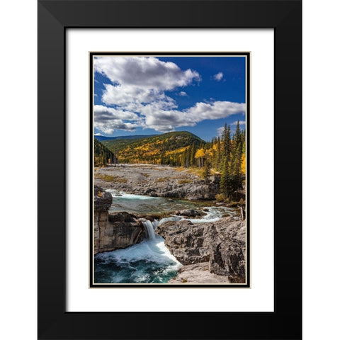 Elbow Falls in autumn in Kananaskis Country-Alberta-Canada Black Modern Wood Framed Art Print with Double Matting by Haney, Chuck