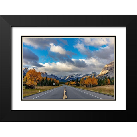 Morning light on Highway 40 in Kananaskis Country-Alberta-Canada Black Modern Wood Framed Art Print with Double Matting by Haney, Chuck
