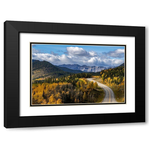 Highway 66 in autumn in Kananaskis Country-Alberta-Canada Black Modern Wood Framed Art Print with Double Matting by Haney, Chuck