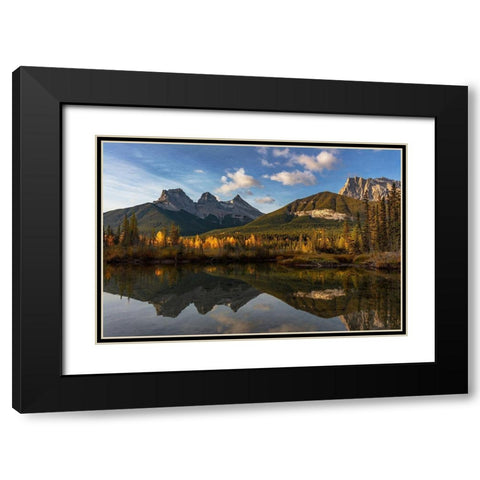 Three Sisters reflect into pool in Canmore-Alberta-Canada Black Modern Wood Framed Art Print with Double Matting by Haney, Chuck
