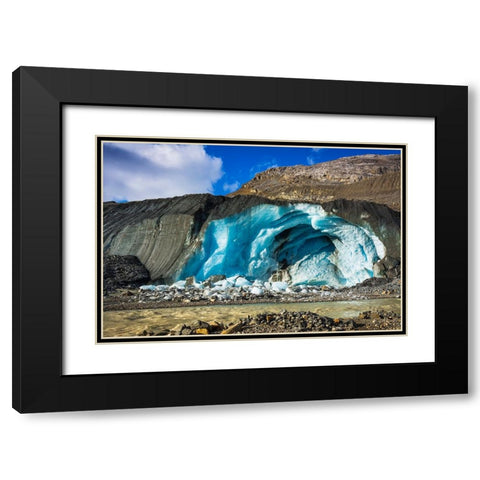 Blue ice and meltwater at the toe of the Athabasca Glacier-Jasper National Park-Alberta-Canada Black Modern Wood Framed Art Print with Double Matting by Bishop, Russ