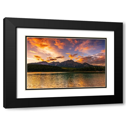 Sunset at Patricia Lake-Jasper National Park-Alberta-Canada Black Modern Wood Framed Art Print with Double Matting by Bishop, Russ