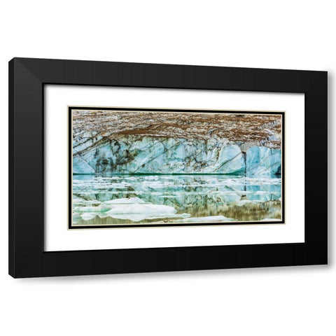 Icebergs on glacial meltwater under Mount Edith Cavell-Jasper National Park-Alberta-Canada Black Modern Wood Framed Art Print with Double Matting by Bishop, Russ