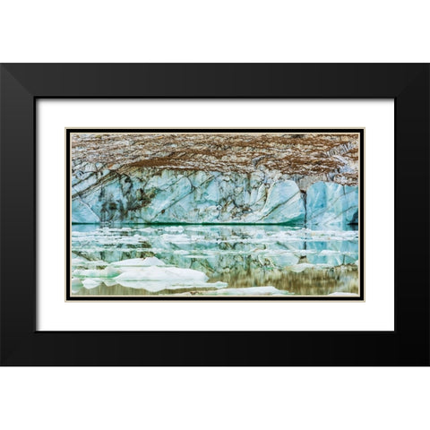 Icebergs on glacial meltwater under Mount Edith Cavell-Jasper National Park-Alberta-Canada Black Modern Wood Framed Art Print with Double Matting by Bishop, Russ