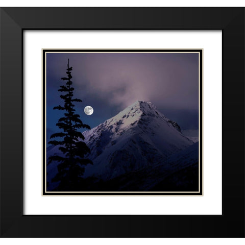 Moonrise over the Canadian Rocky Mountains in Jasper National Park-Alberta-Canada Black Modern Wood Framed Art Print with Double Matting by Steve Mohlenkamp