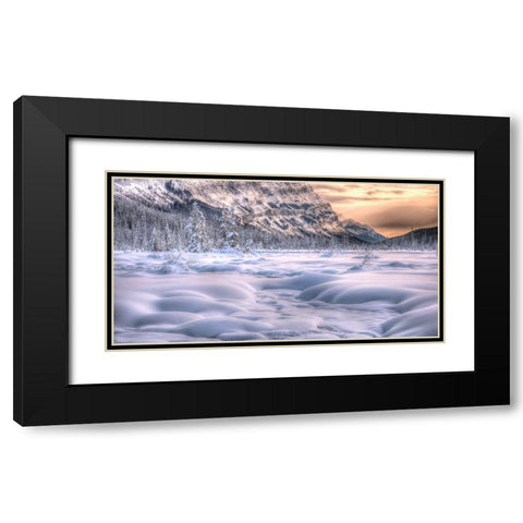 A cold Christmas day sunrise in the Canadian Rockies Black Modern Wood Framed Art Print with Double Matting by Steve Mohlenkamp