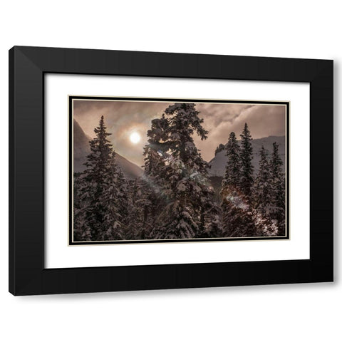 Jasper National Park in Alberta Canada wakes to another winter sunrise Black Modern Wood Framed Art Print with Double Matting by Steve Mohlenkamp